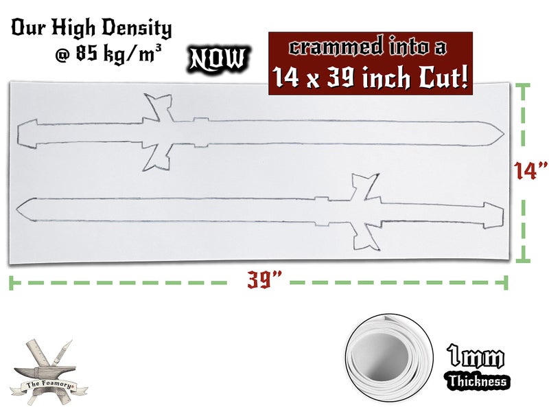 The Foamory EVA Foam Cosplay - 1mm (1mm to 10mm) - White or Black - 14"" x 39"" Sheet - Ultra High Density Craft Foam 85 kg/m3 - by The Foamory - Image 2